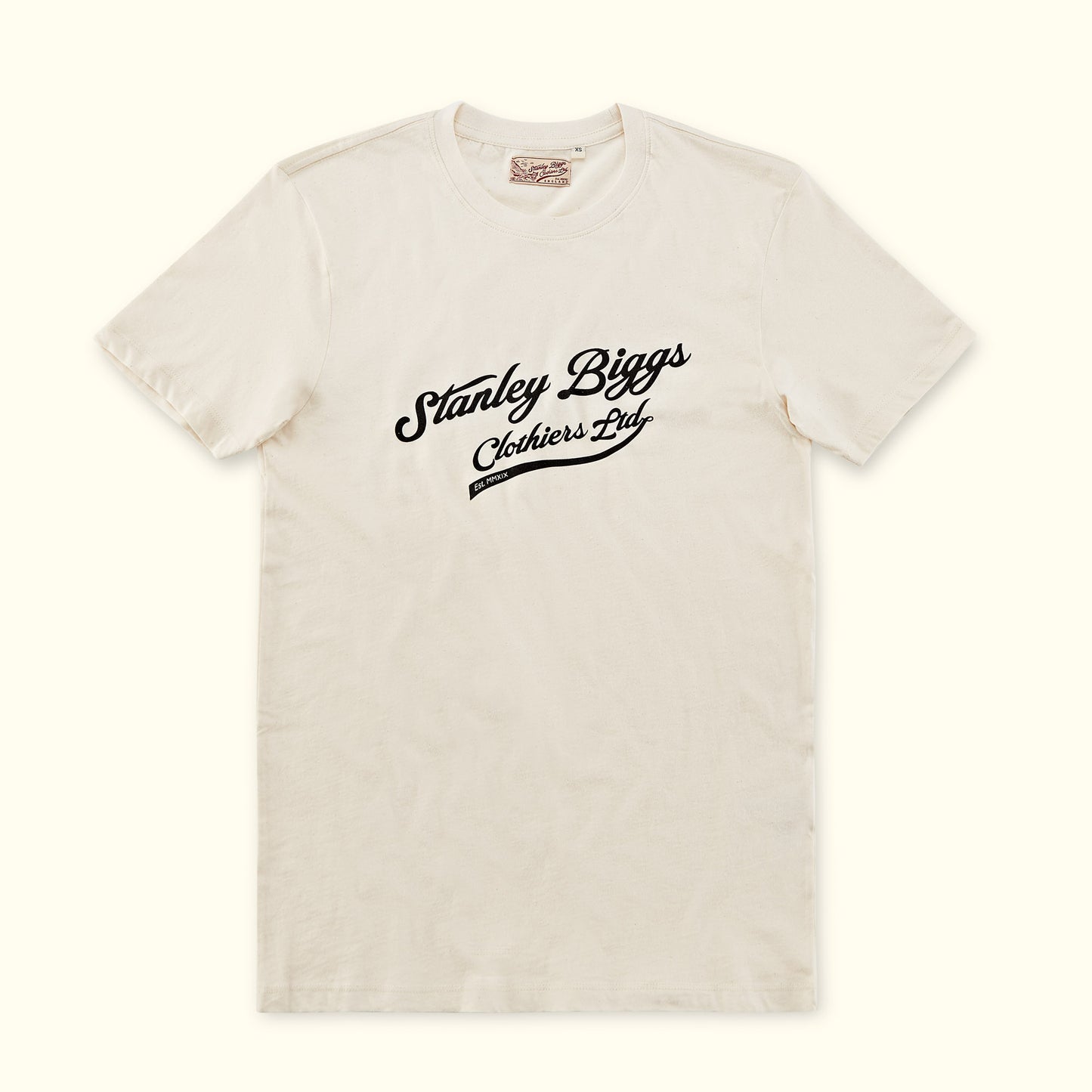 Biggs Script T-Shirt in Cream