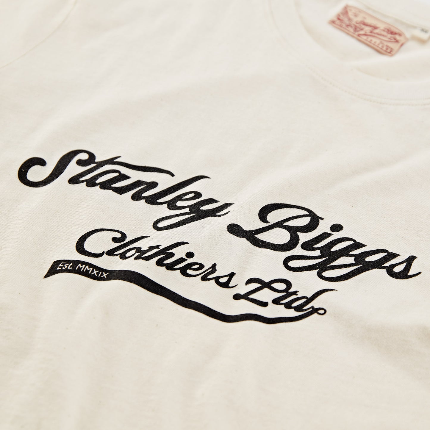 Biggs Script T-Shirt in Cream