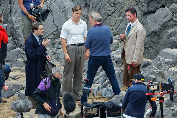 0_Film-set-with-a-scene-being-filmed-with-Hugh-Laurie-as-a-director-at-Three-Cliffs-Bay-in